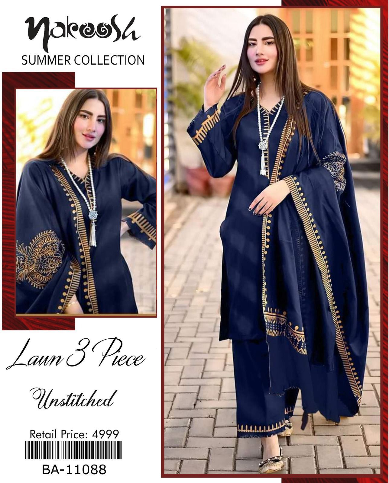 Summer Collections 3 PIECE LAWN UNSTICHED